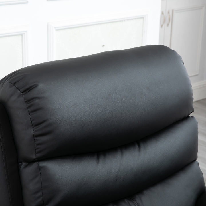 Single Recliner Sofa PU Leather Armchair Padded Armrest Reclining Cinema Chair Living Room Lounge (Black)