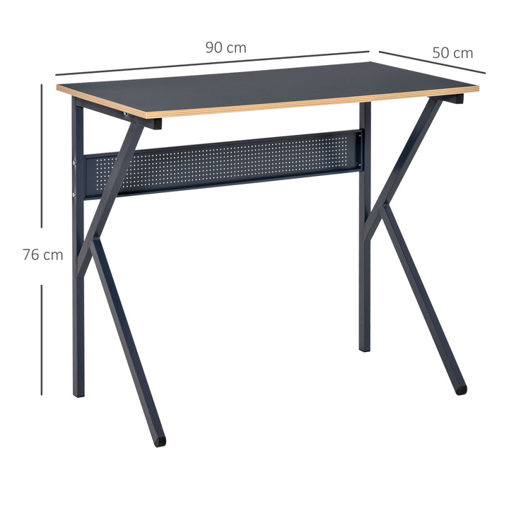 Home Office Computer Desk, Modern Simple Style Writing Table, PC Laptop Workstation with K-Shaped Legs for Bedroom, Living Room, Navy Blue