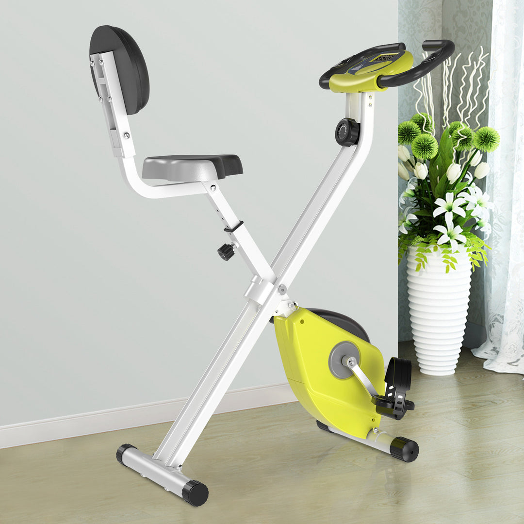 HOMCOM Steel Manual Stationary Bike Resistance Exercise Bike w/ LCD Monitor Yellow