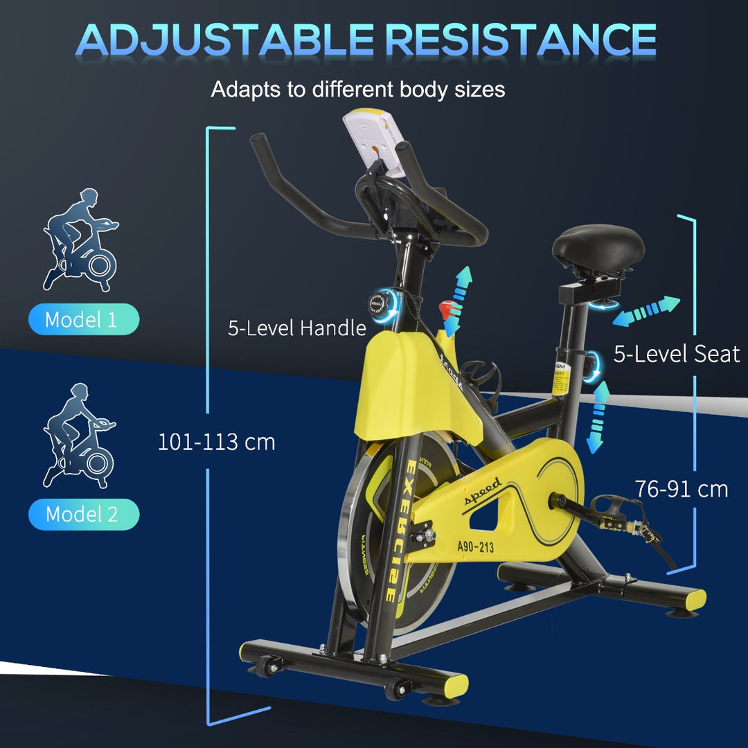 HOMCOM Exercise Bike Indoor Cycling Bike Stationary Bicycle with Belt Drive Adjustable Resistance Seat Handlebar LCD Display Home Gym Upright Bike
