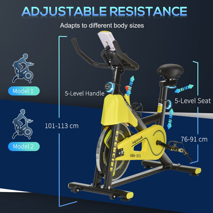 HOMCOM Exercise Bike Indoor Cycling Bike Stationary Bicycle with Belt Drive Adjustable Resistance Seat Handlebar LCD Display Home Gym Upright Bike