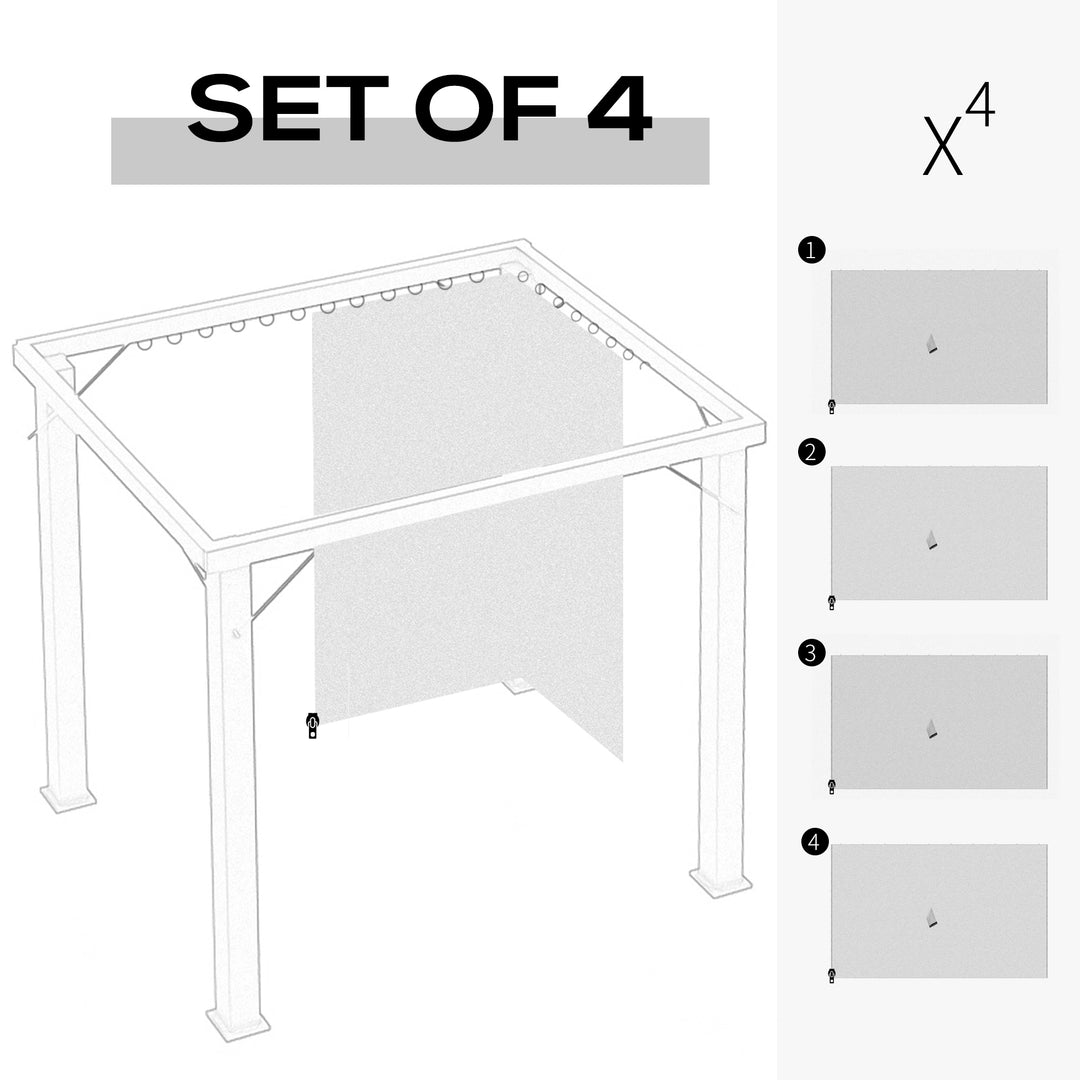 Outsunny 4 Pack Universal Gazebo Replacement Sidewalls Privacy Panel for Most 3 x 4m Gazebo Canopy Pavillion Outdoor Shelter Curtains Light Grey