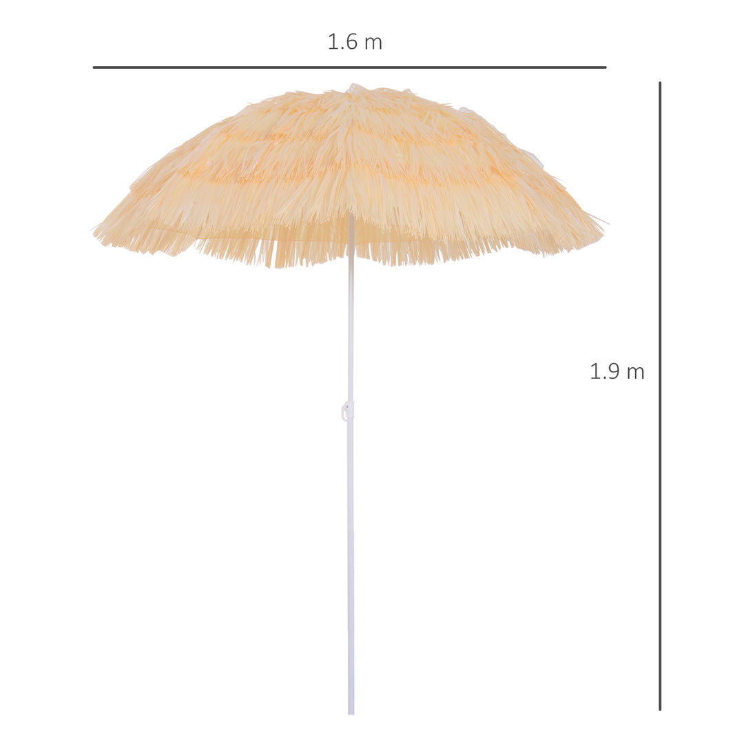 Outsunny Patio Garden Hawaii Beach Sun Umbrella Sunshade Hawaiian Folding Tilting Crank Parasol (Wheat)