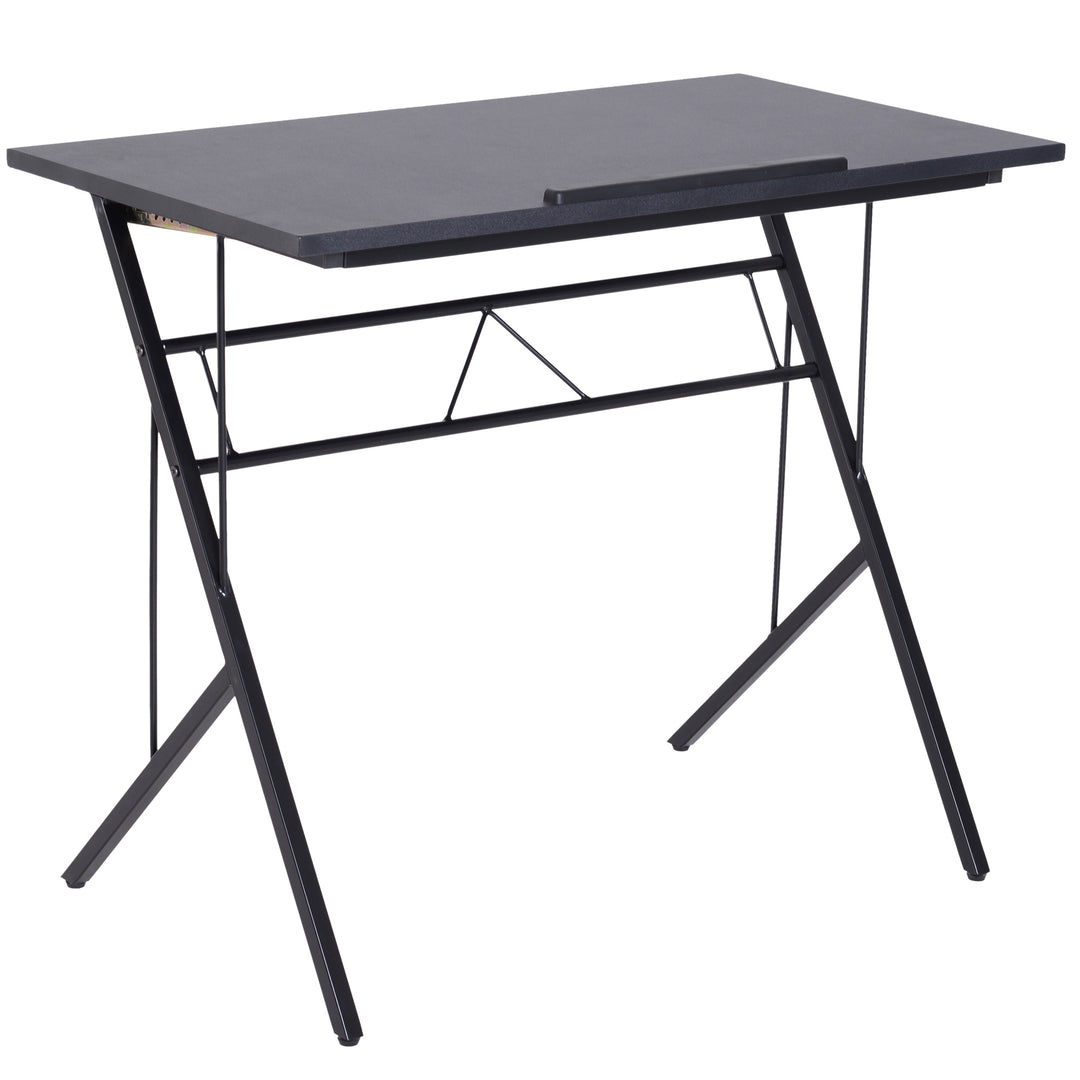Computer Desk Writing Workstation Art Drawing Drafting Board Craft Table Tiltable Tabletop Adjustable Height Black 90L x 50W x 76-116.5H cm