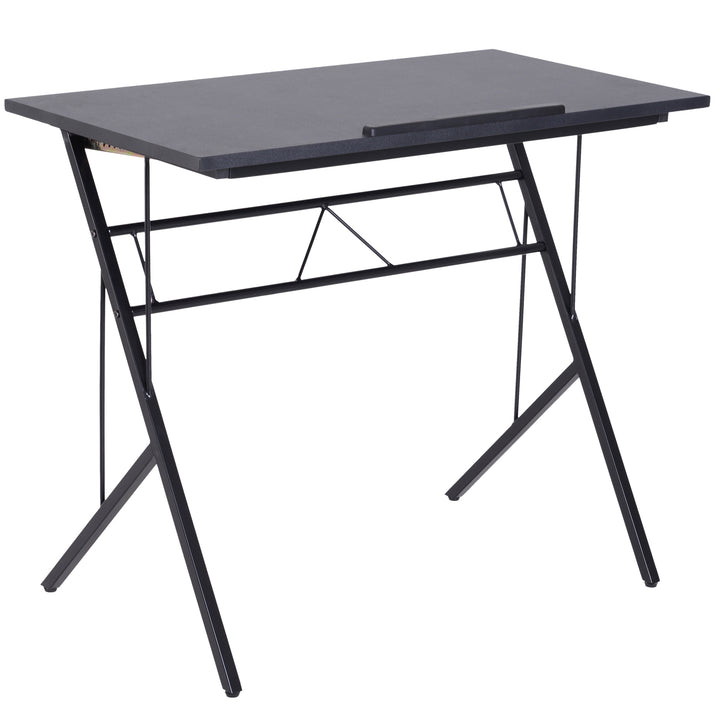 Computer Desk Writing Workstation Art Drawing Drafting Board Craft Table Tiltable Tabletop Adjustable Height Black 90L x 50W x 76-116.5H cm