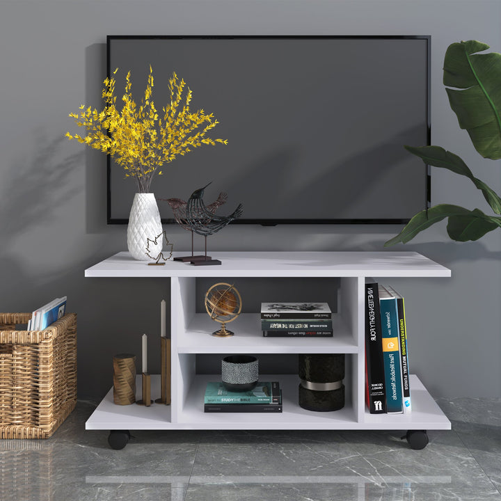 TV Stand W/ Shelves -White