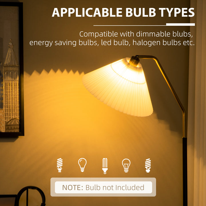 Floor Lamps for Living Room Bedroom with Adjustable Pleated Lampshade, Modern Standing Lamp, 55x37x162cm, White