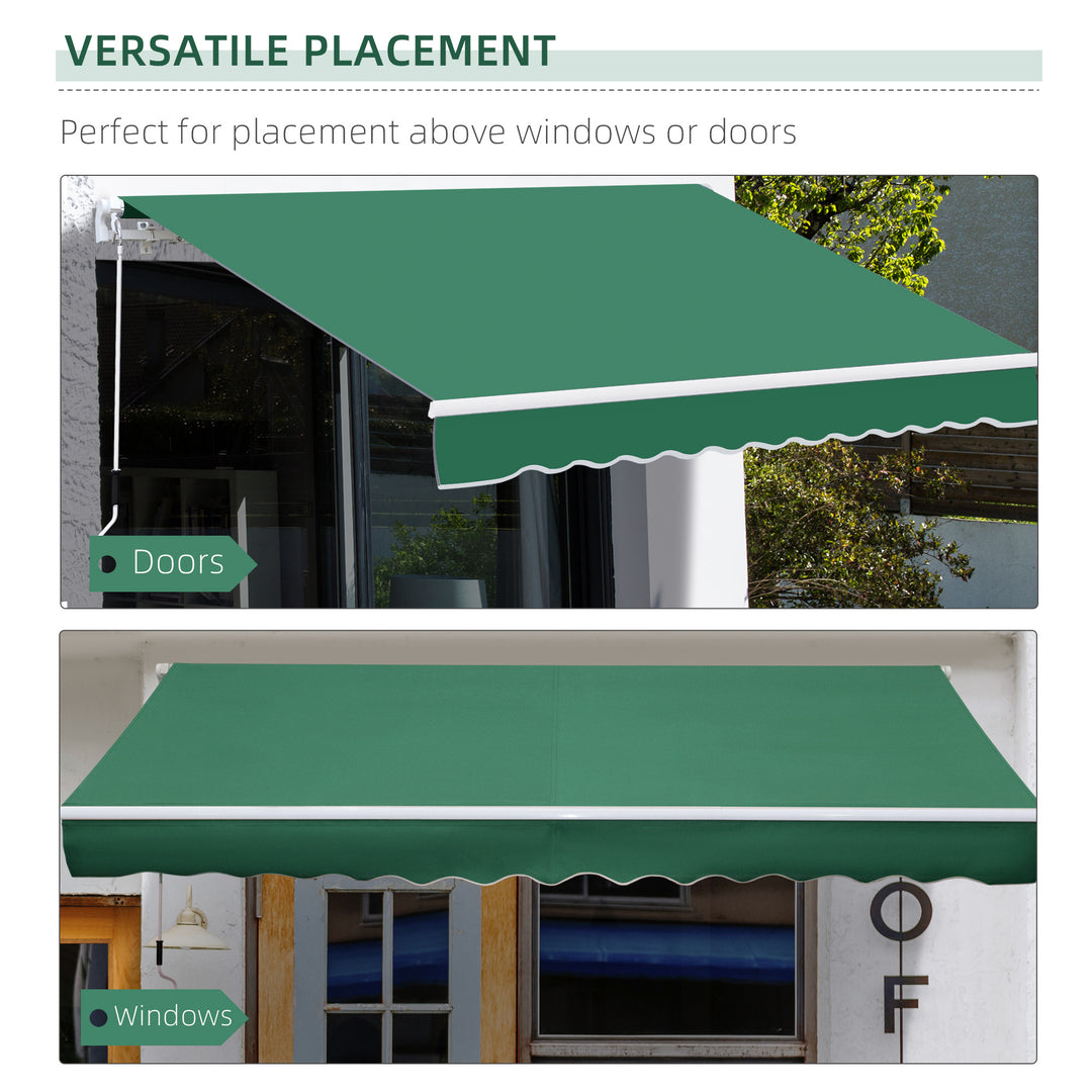 Garden Patio Manual Retractable Awning Canopy Sun Shade Shelter 4m x 3m-Green