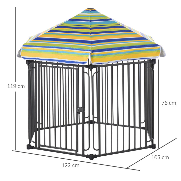 PawHut Heavy-Duty Outdoor Pet Cage Kennel with Weather-Resistant Polyester Roof, Locking Door, &amp; Metal Frame 122cmx105cmx119cm