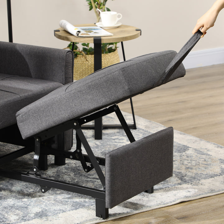 Folding Sofa Bed, Pull Out Single Sleeper, 3 in 1 Convertible Chair Bed with Adjustable Backrest, Pillow, Side Pocket for Home Office Grey