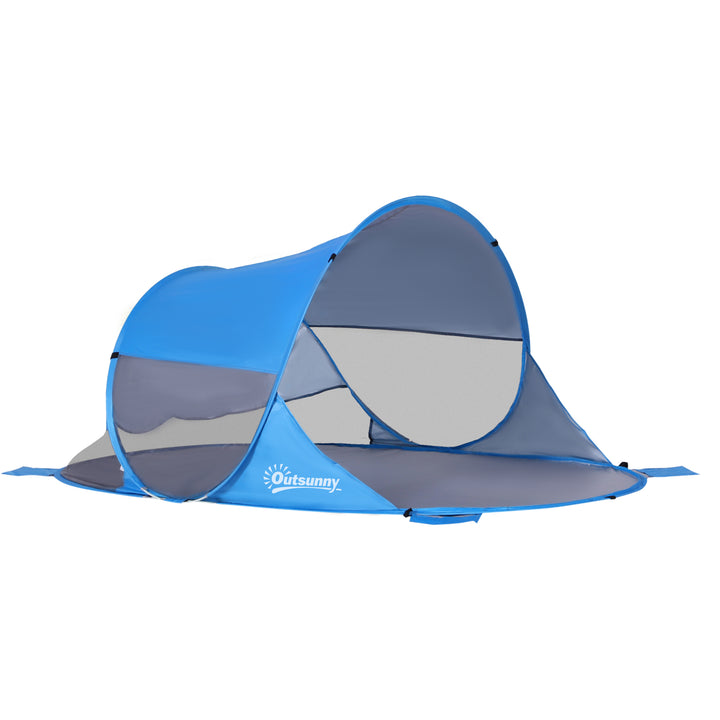 Pop up Tent for Beach with Sun Shelter Portable Automatic - Blue