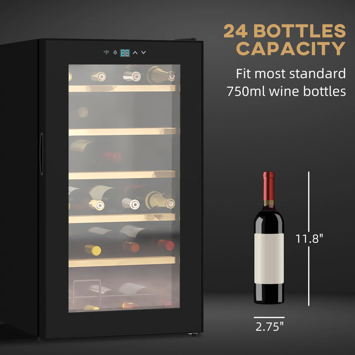 Wine Freestanding Fridge with Glass Door, 65 Litres Single Zone Wine Cooler Fridge with Digital Touch Screen Controls and LED Light, Black