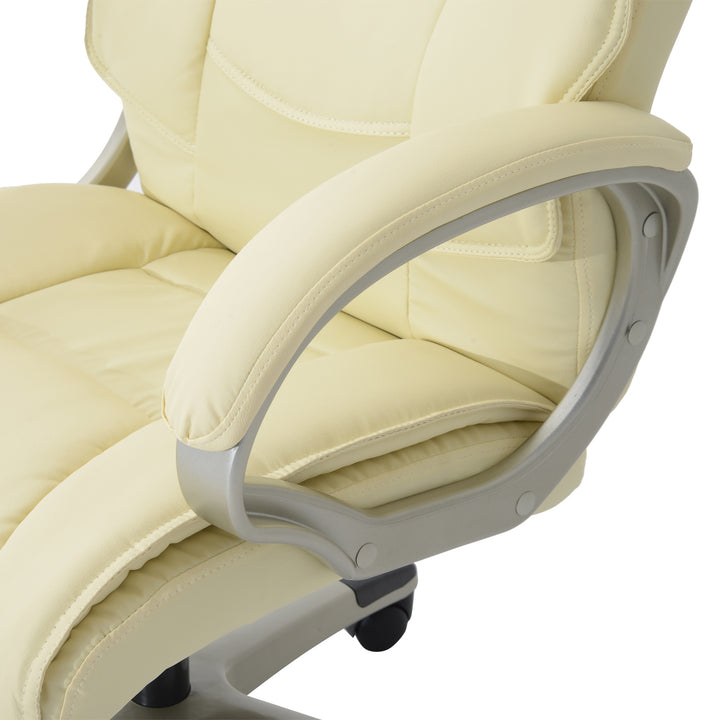 Computer Office Swivel Chair Desk Chair High Back PU Leather Height Adjustable w/ Rocking Function (Cream)