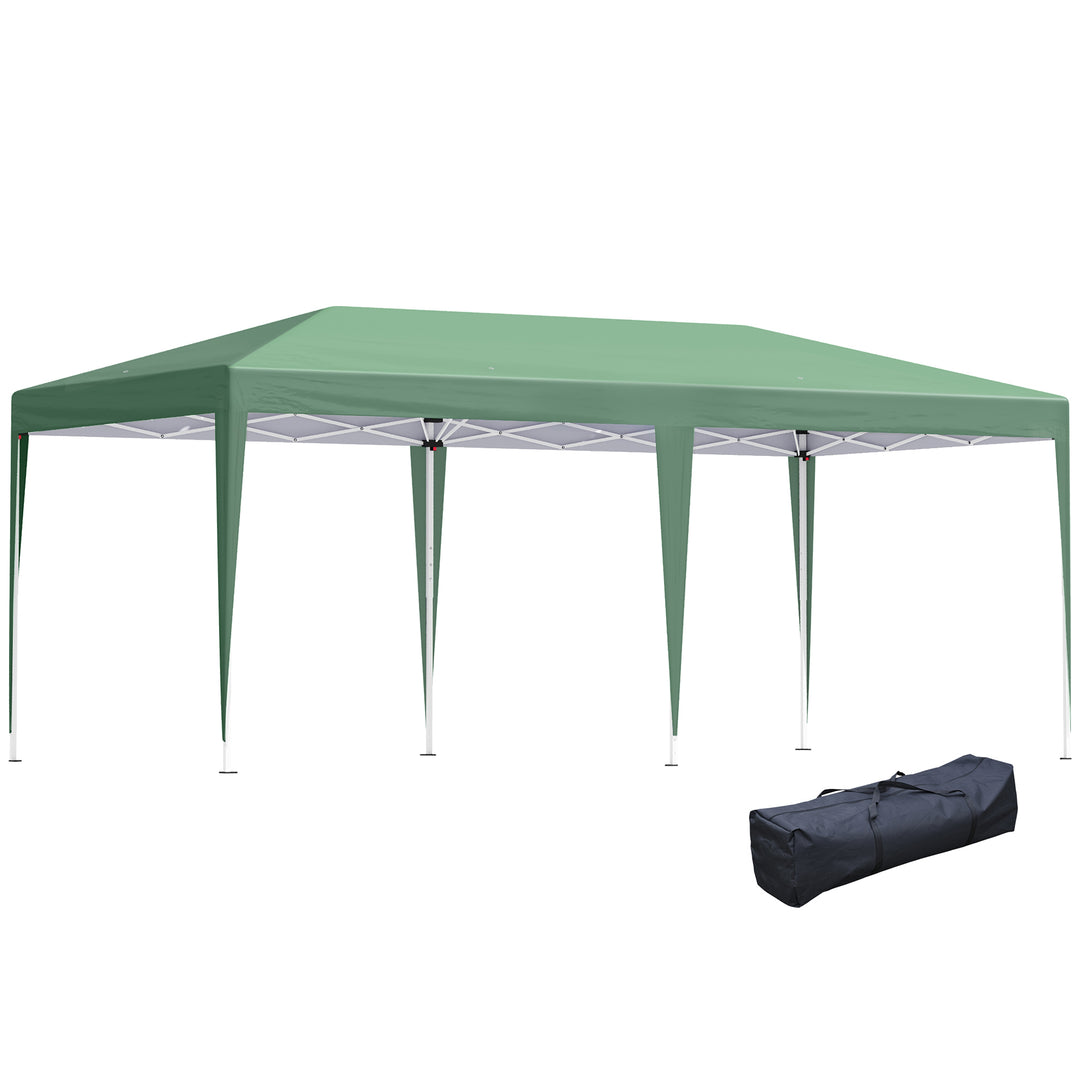 Outsunny Pop Up Gazebo, Double Roof Foldable Canopy Tent, Wedding Awning Canopy w/ Carrying Bag, 6 m x 3 m x 2.65 m, Green