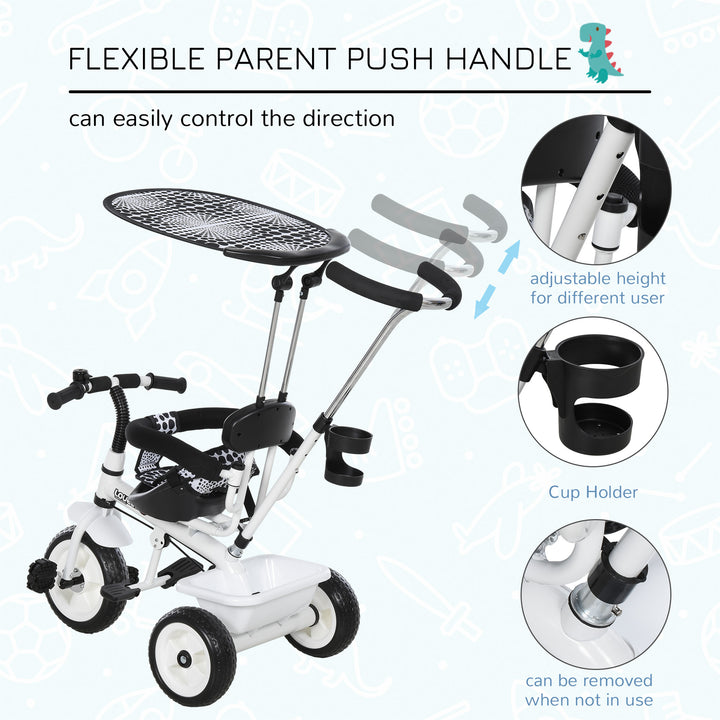 Baby Tricycle W/Handle-White/Black