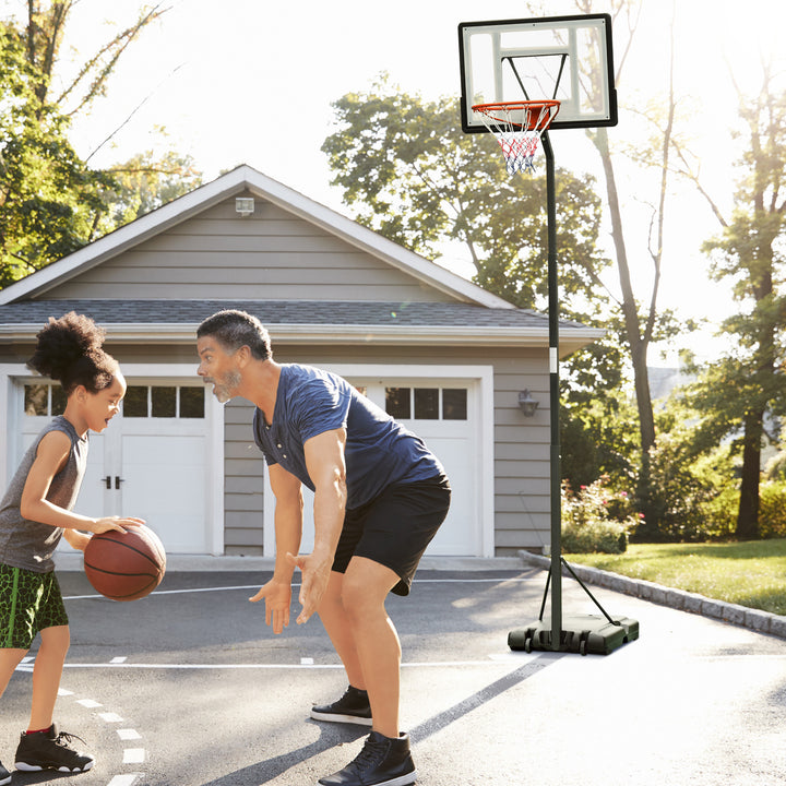 Basketball Hoop Freestanding 255-305cm Hoop Height Adjustable Stand with Backboard Wheels for Teens Adults Black