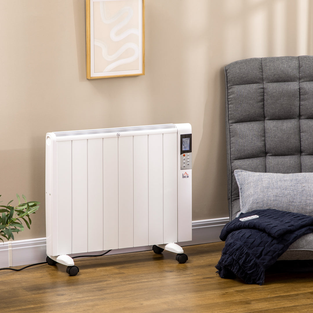 Convector Radiator Heater, Quiet Panel Heater, Freestanding or Wall-mounted Portable Electric Heater with Window Opening Detection White