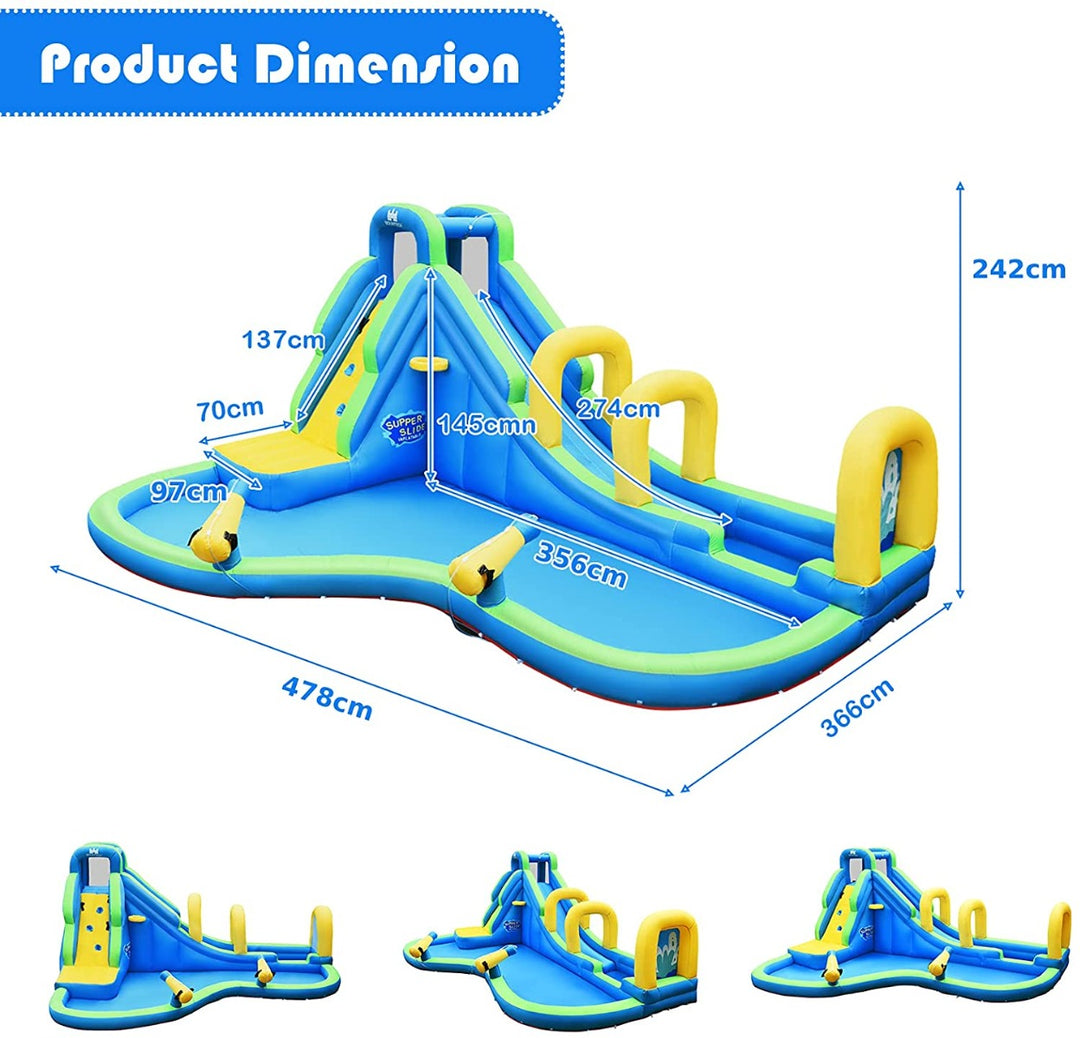 Inflatable Slide with Splash Pool and Water Cannons