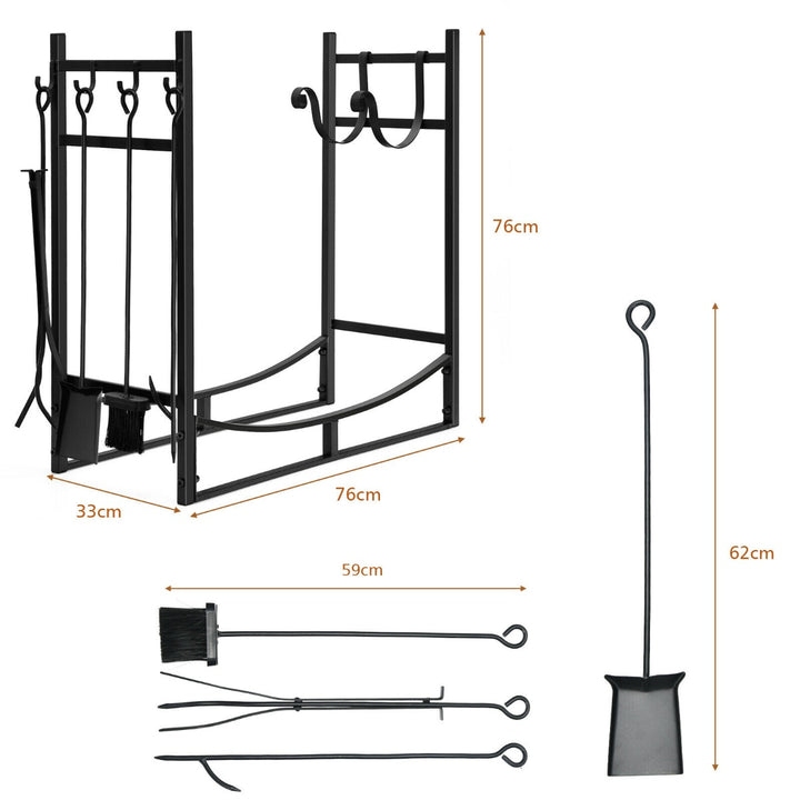 Wood Stacker Stand with Kindling Holders-30"