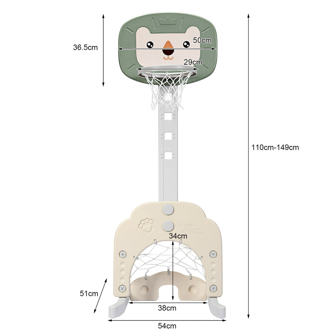 3-in-1 Basketball Hoop Set Stand 5 Adjustable Height