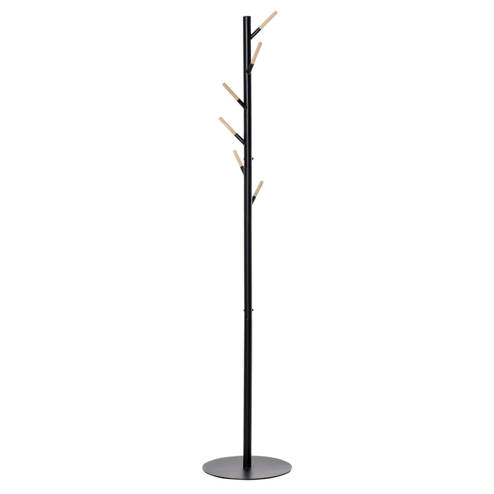 174cm Free Standing Coat Rack Stand with 6 Hooks Clothes Tree Hat Display Hall Tree Hanger Hanging Organizer for Hallway Bedroom Room Black