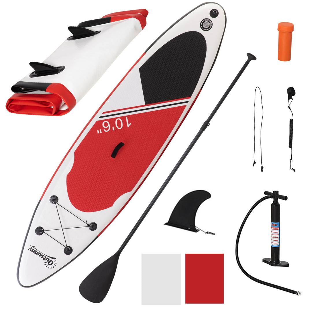 Inflatable Paddle Stand Up Board, Non-Slip Deck Board w/ Aluminium Paddle, ISUP Accessories, Carry Bag, 305L x 76W x 15Hcm - White