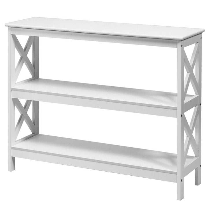 Industrial Console Table with Storage Shelf-White