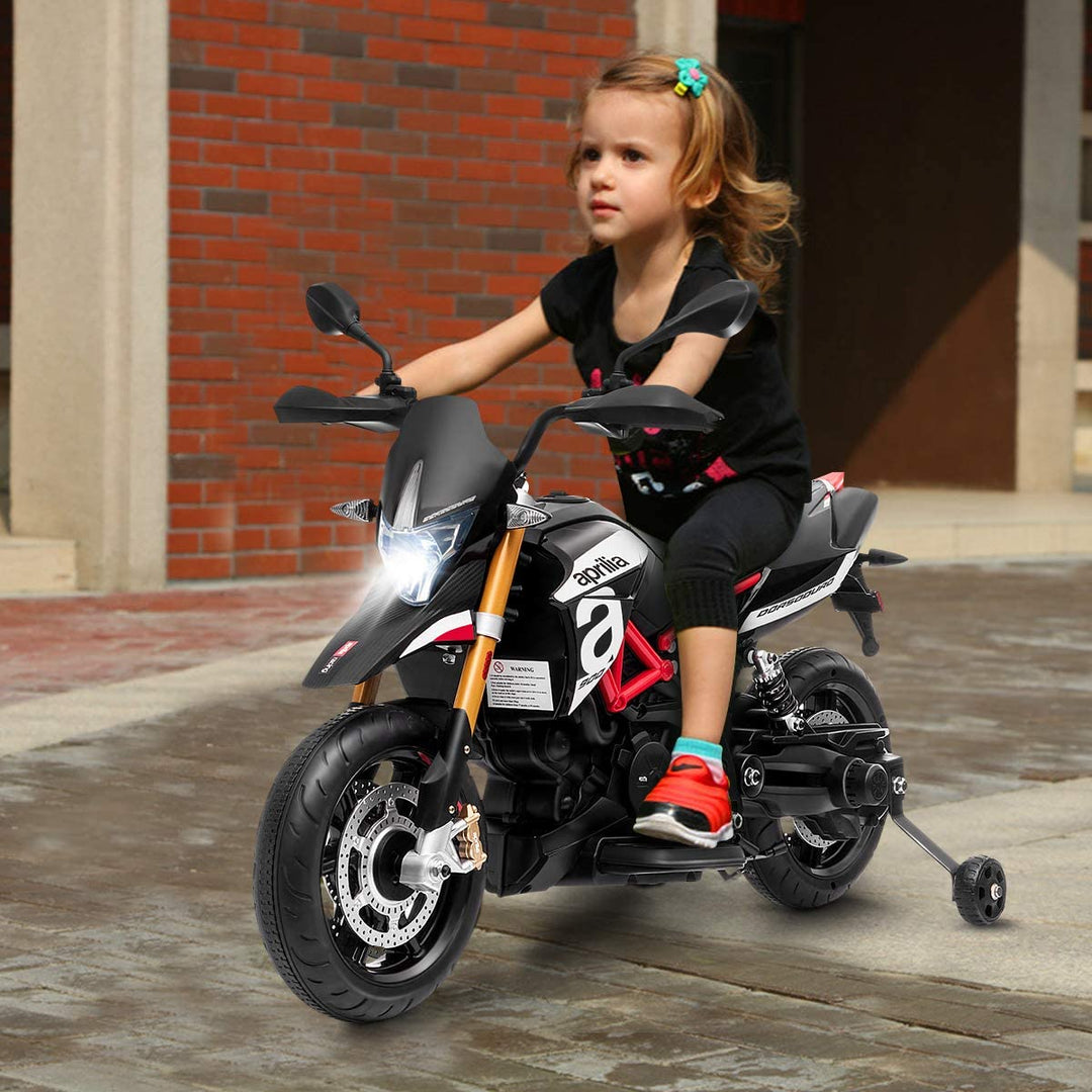 Kids Ride on Motorcycle 12V Battery Powered with Music & LED Light-Black