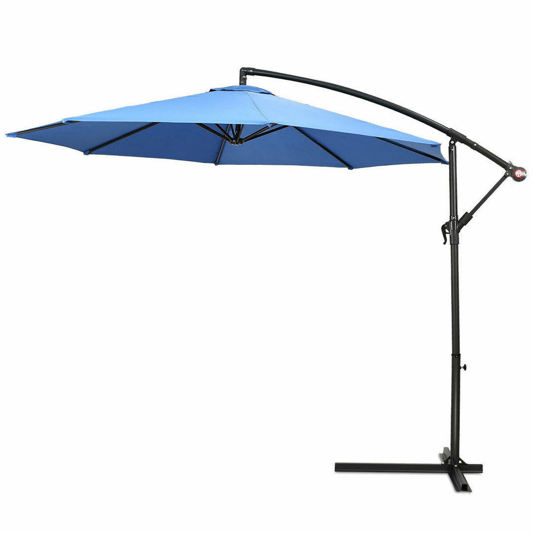 2.7M Outdoor Parasol Garden Cantilever Umbrella Tilt Adjustment-Blue