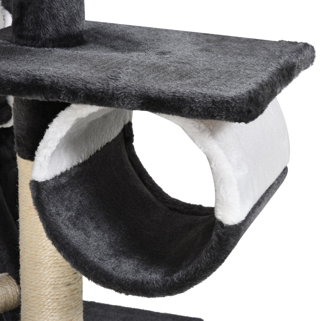 Pawhut Cat Tree Kitten Condo Fun House Adjustable Grey & White