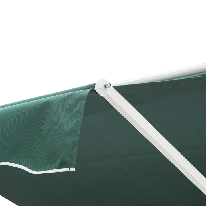 2 Side Manual Awning Garden Adjustable Canopy Free Standing Awning Shelter, 300 x 300 cm, Green and White