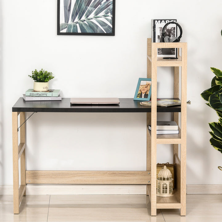 Computer Desk with shelves Office Desk Workstation，Writing Desk Computer PC Laptop Table Workstation, Black Wood Grain