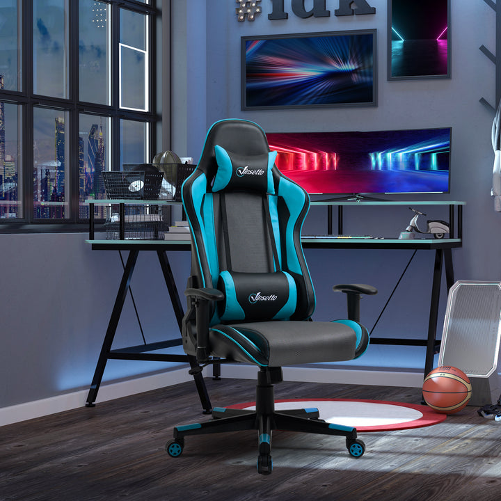 Vinsetto Gaming Chair Racing Style Ergonomic Office Chair High Back Computer Desk Chair Adjustable Height Swivel Recliner with Headrest Sky Blue