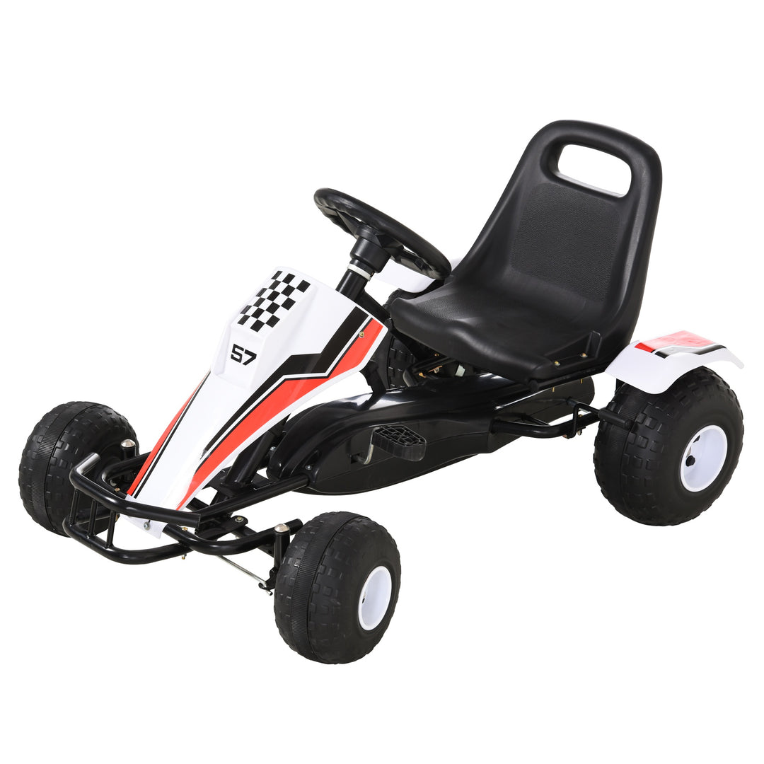 Kids Adjustable Seat PP Pedal Go-Kart White/Red