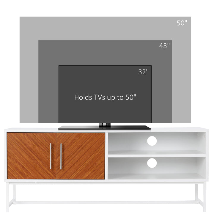 HOMCOM TV Stand with Open Shelves and  Storage Cupboard with Door, Entertainment Center with Cable Holes for TVs up to 50 inches