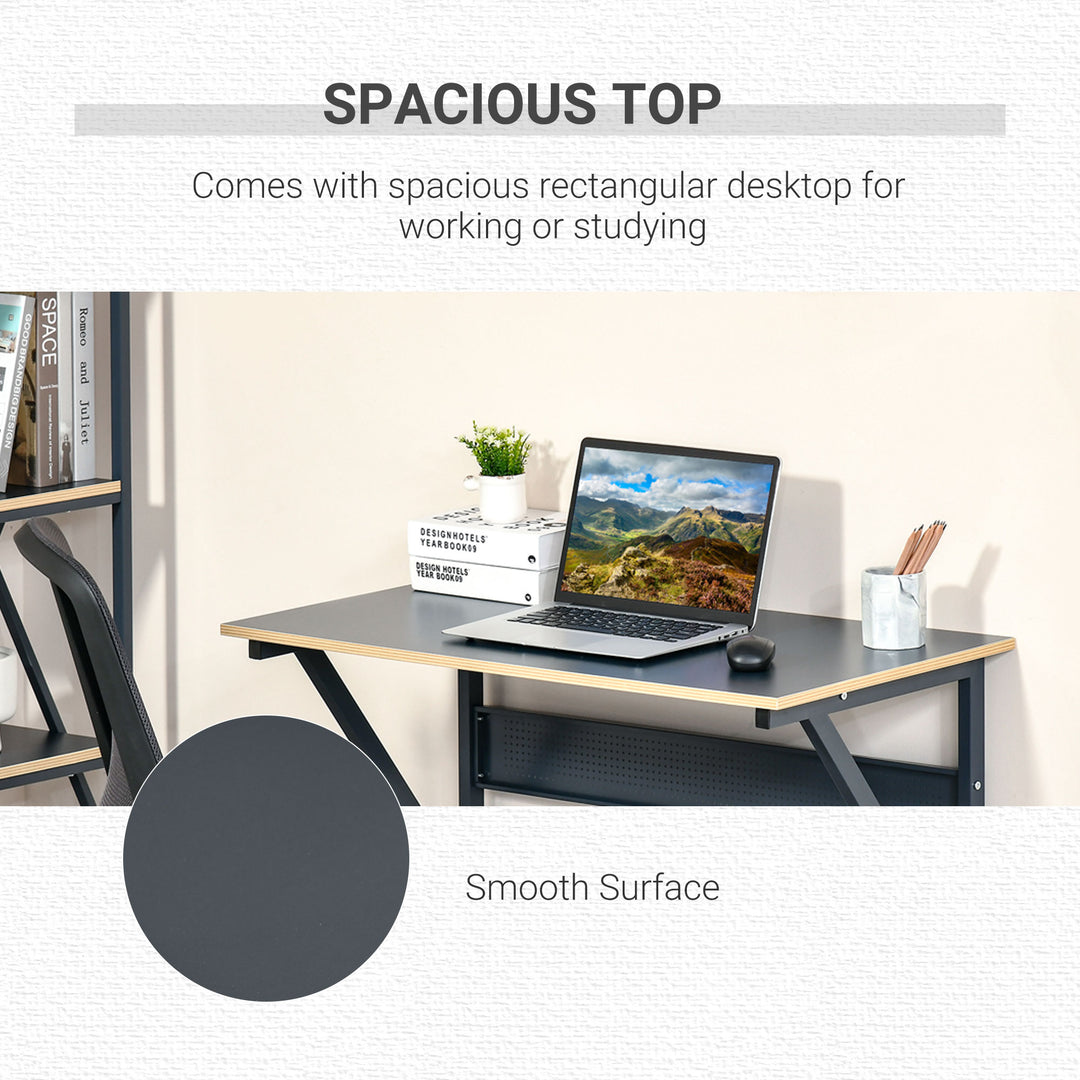 Home Office Computer Desk, Modern Simple Style Writing Table, PC Laptop Workstation with K-Shaped Legs for Bedroom, Living Room, Navy Blue