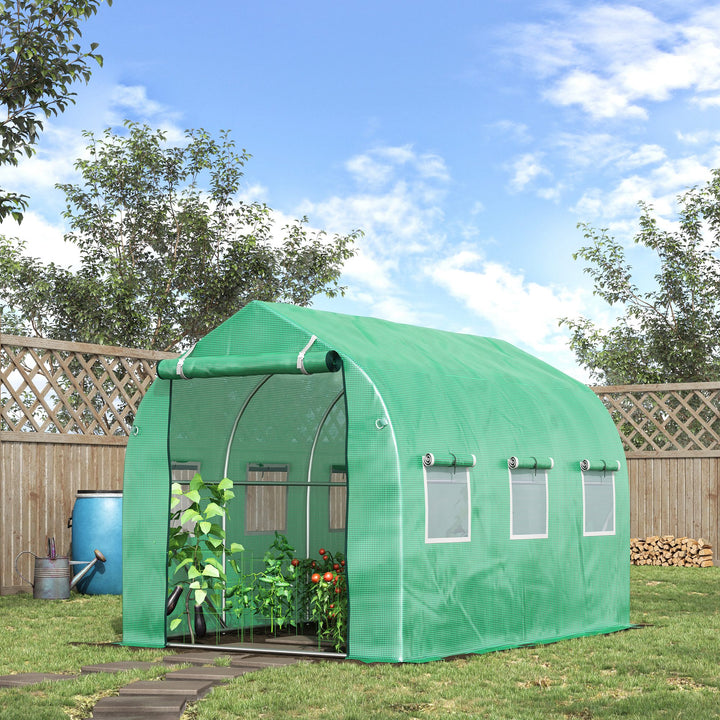 Walk in Polytunnel Greenhouse with Windows and Door for Garden, Backyard (3 x 2M)