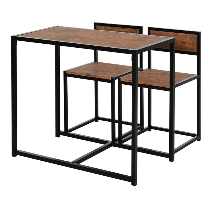 3 Pcs Table Stool Set Industrial Design w/ Steel Frame MDF Panels Living Room Bar Modern Furniture