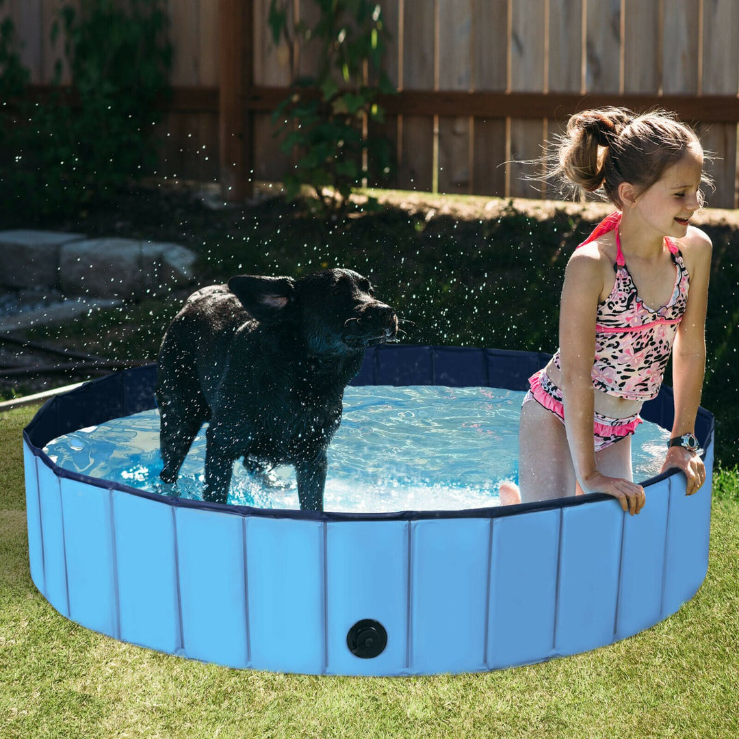 140cm Large Collapsible Dog Pool with Anti-slip Bottom-Blue