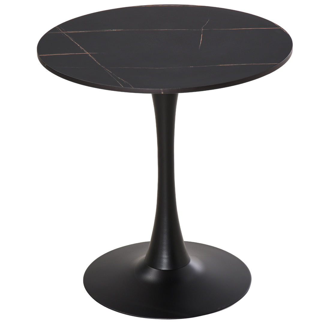 Modern Round Dining Table Leisure Coffee Bistro Table with Metal Base for Kitchen &amp; Dining Room Black