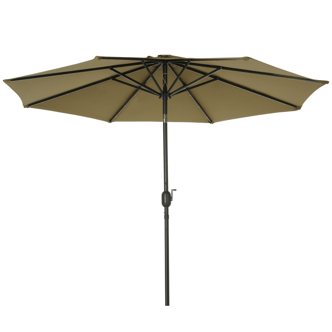 24 LED Solar Powered Parasol Umbrella-Brown