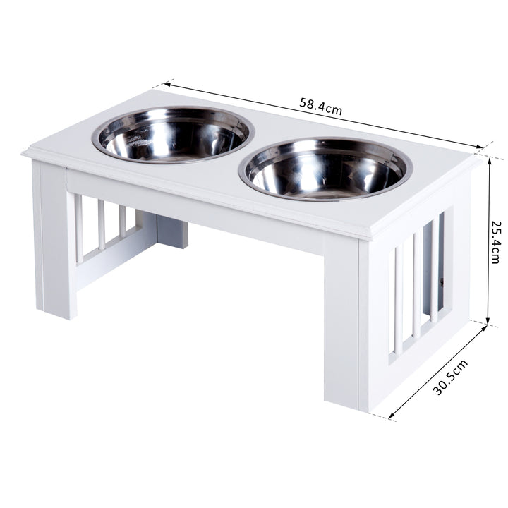 Pawhut Stainless Steel Pet Feeder, 58.4Lx30.5Wx25.4H cm-White