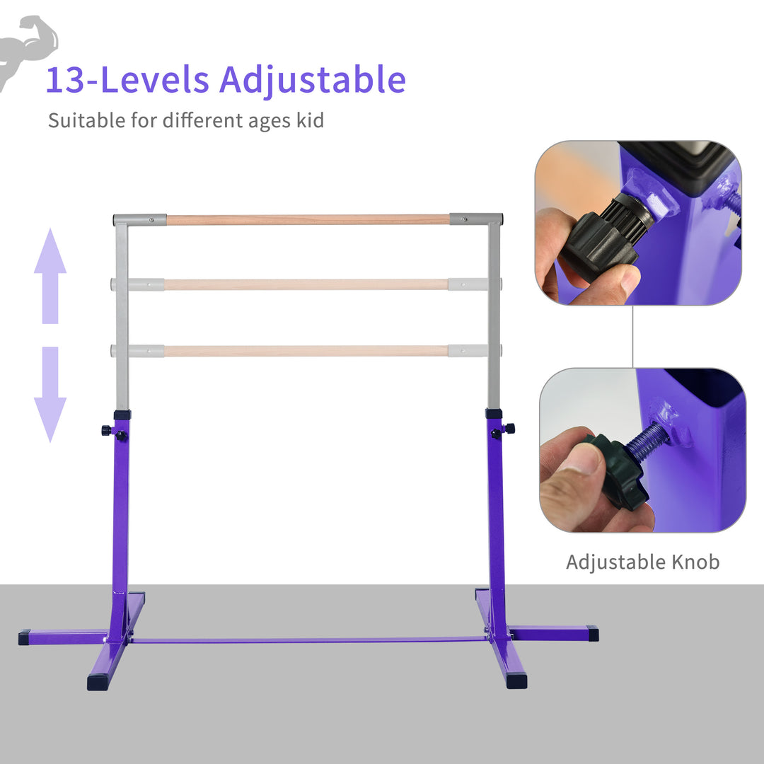 Steel Frame Adjustable Horizonal Gymnastics Bar For Kids Home Gym Training Children Junior Kip High Bar Fitness Purple