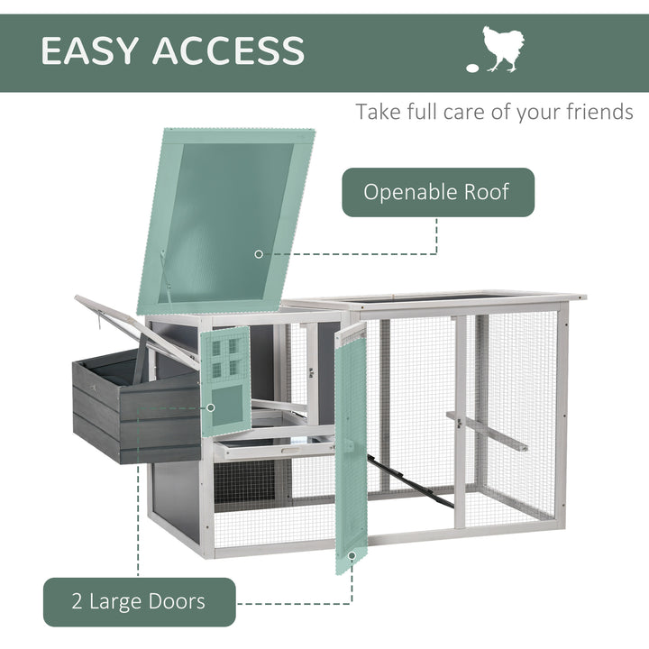PawHut Deluxe Chicken Coop, Hen House, Wooden Poultry Cage w/ Outdoor Run, Nesting Box, Removable Tray, 162 x 76.5 x 79.5cm