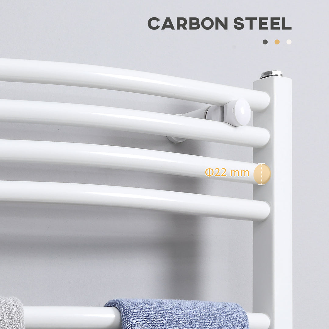 Straight Heated Towel Rail, Hydronic Bathroom Ladder Radiator Towel Warmer For Central Heating 600mm x 1200mm, White