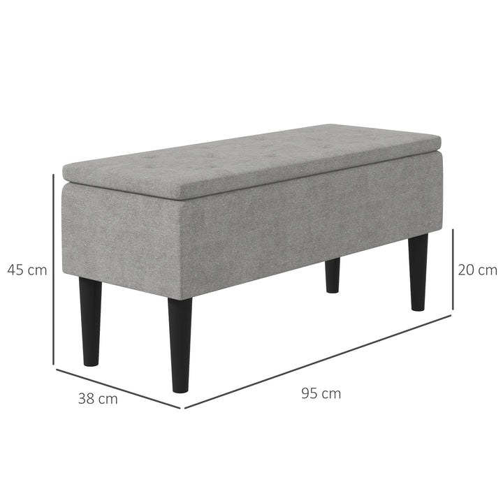 Modern Storage Ottoman Box with Wooden Legs, Grey