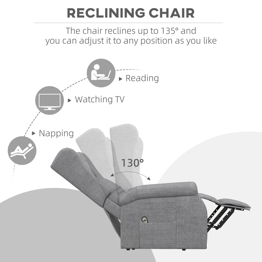 Power Lift Chair for the Elderly with Remote Control, Fabric Electric Recliner Chair for Living Room, Grey