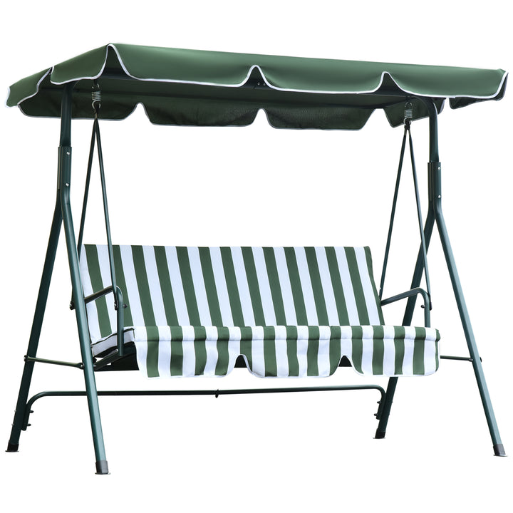 Steel 3-Seater Swing Chair w/ Adjustable Canopy Green