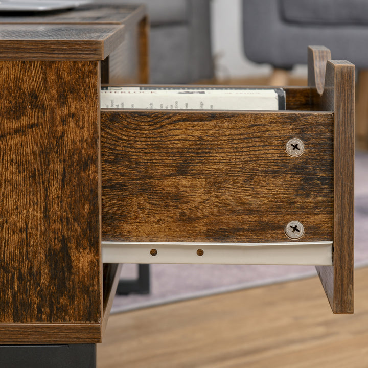 Extendable Coffee Table Lift Top Desk w/ Hidden Storage Compartment Drawer Metal Frame - Brown