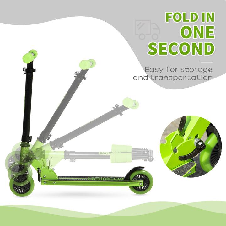 Scooter for Kids Toddler Foldable Kick Scooter with Adjustable Height Brake for Boys and Girls 3-8 Years Aluminium Green